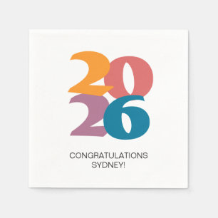 Retro Vibes Graduation Celebration Party Napkin