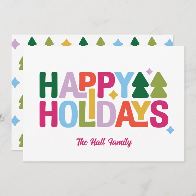 Retro Vibes Multi-Colour Holiday Card (Front/Back)