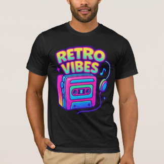 Retro Vibes Neon Cassette Player T-Shirt