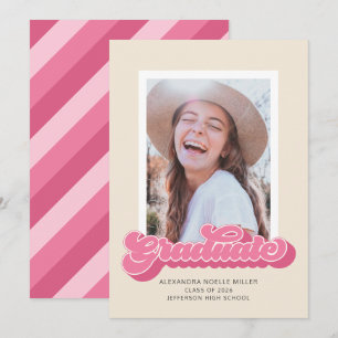 Retro Vibes (Pink) Photo Graduation Announcement