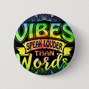 Retro Vibes Speak Louder Than Words Yoga Mandala R 6 Cm Round Badge