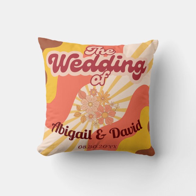 Retro Vibes Vintage Wedding Cushion (Front)