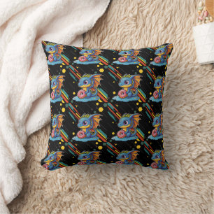 Retro Vibing Cute Dragon Print Cushion