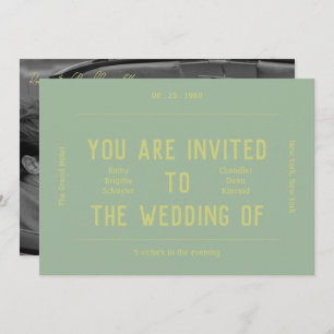 Retro Vibrant Monochrome Green Wedding Invitation