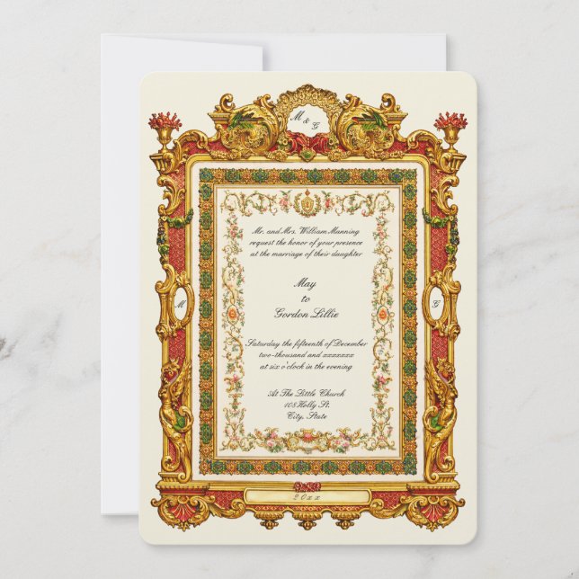 Retro Victorian Era 1858 Baroque Rococo Style Invitation (Front)