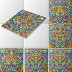Retro Victorian Era Art Nouveau Ornament Pattern Ceramic Tile