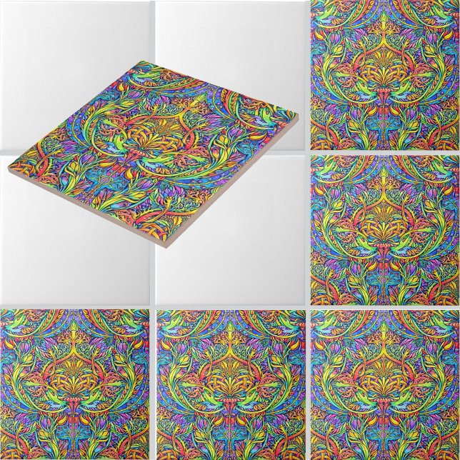 Retro Victorian Era Art Nouveau Ornament Pattern Ceramic Tile (Creator Uploaded)