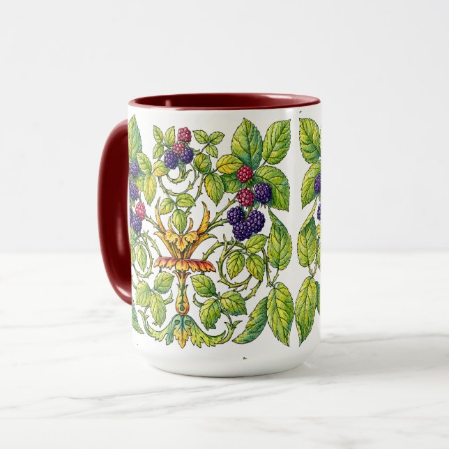 Retro Victorian Era Blackberries Mug (Front Left)