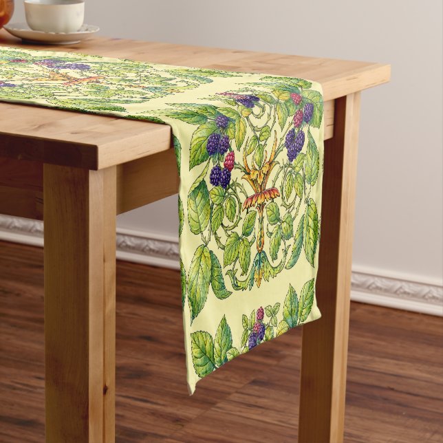 Retro Victorian Era Blackberries Short Table Runner (In Situ)