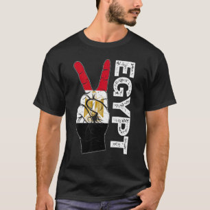 Retro Victory Two Fingers Egypt Flag Patriotic T-Shirt