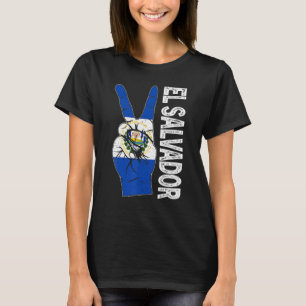Retro Victory Two Fingers El Salvador Flag Patriot T-Shirt