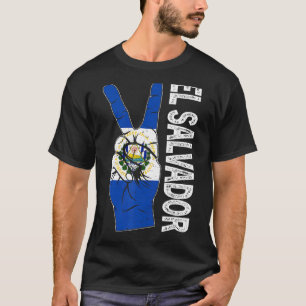 Retro Victory Two Fingers El Salvador Flag Patriot T-Shirt