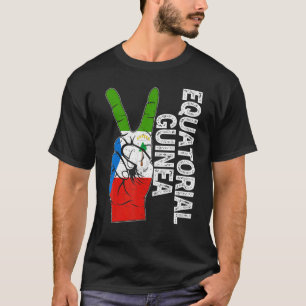 Retro Victory Two Fingers Equatorial Guinea Flag P T-Shirt