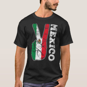 Retro Victory Two Fingers Mexico Flag Patriotic T-Shirt