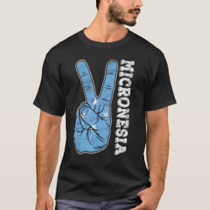 Retro Victory Two Fingers Micronesia Flag Patrioti T-Shirt