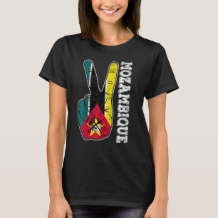 Retro Victory Two Fingers Mozambique Flag Patrioti T-Shirt