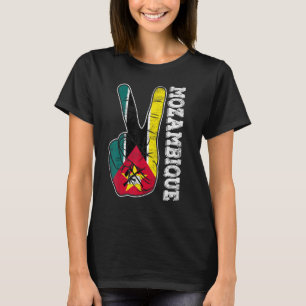 Retro Victory Two Fingers Mozambique Flag Patrioti T-Shirt