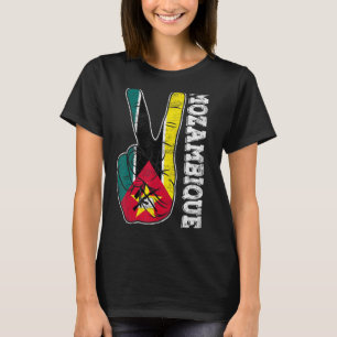 Retro Victory Two Fingers Mozambique Flag Patrioti T-Shirt