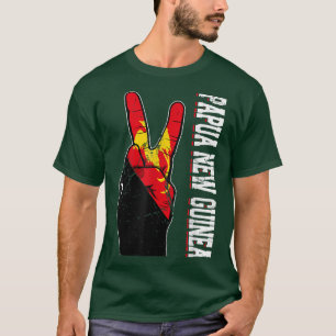 Retro Victory Two Fingers Papua New Guinea Flag Pa T-Shirt