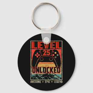 Retro Video Controller Vintage Unlocked Level 25 B Key Ring