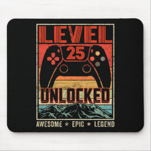Retro Video Controller Vintage Unlocked Level 25 B Mouse Pad