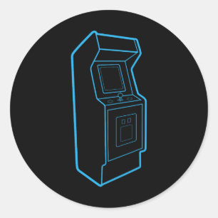 Retro Video Game Arcade Cabinet Classic Round Sticker
