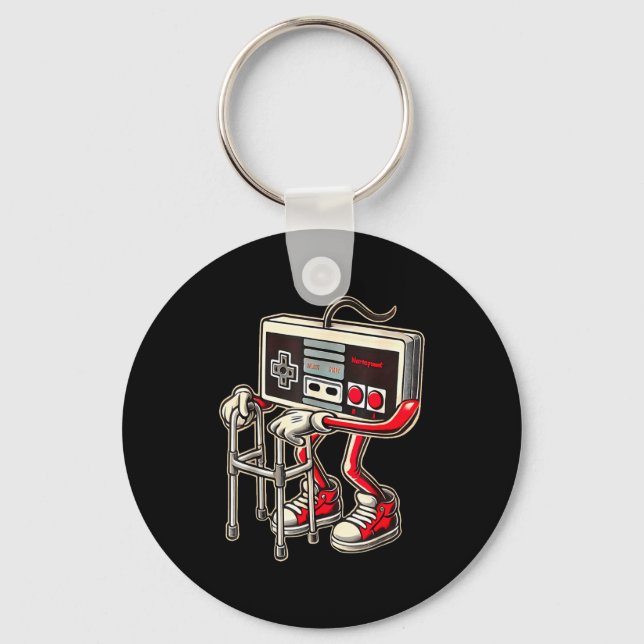 Retro Video Game Controller With Walker Funny Game Key Ring (Front)