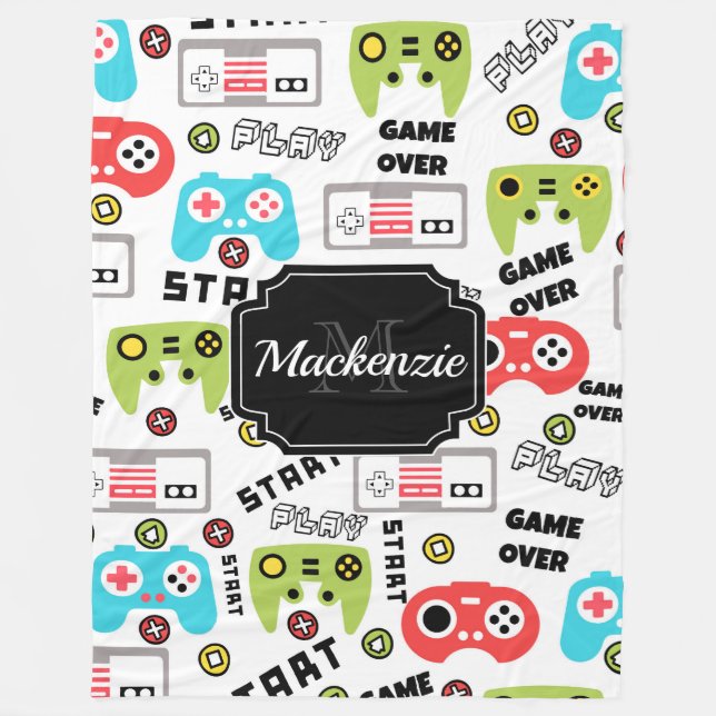 Retro Video Game Fleece Blanket (Front)
