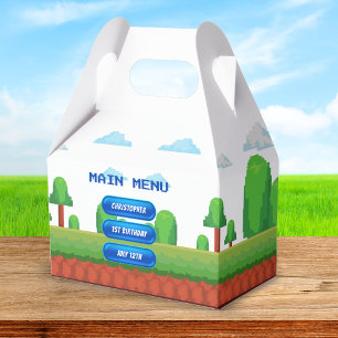 Retro Video Game Menu 1st Birthday Party Favour Box