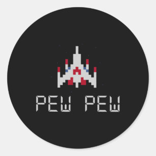 Retro Video Game Ship 1 Classic Round Sticker