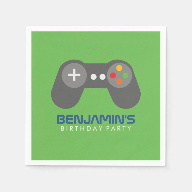 Retro Video Games Controller Birthday Napkin (Front)