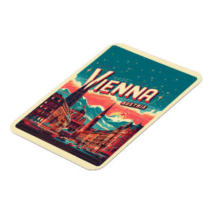 Retro Vienna city Austria skyline gifts  Magnet