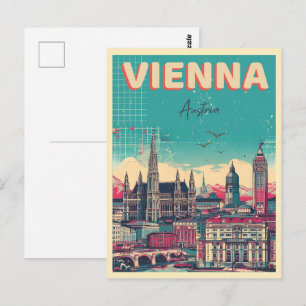 Retro Vienna city Austria skyline gifts Postcard