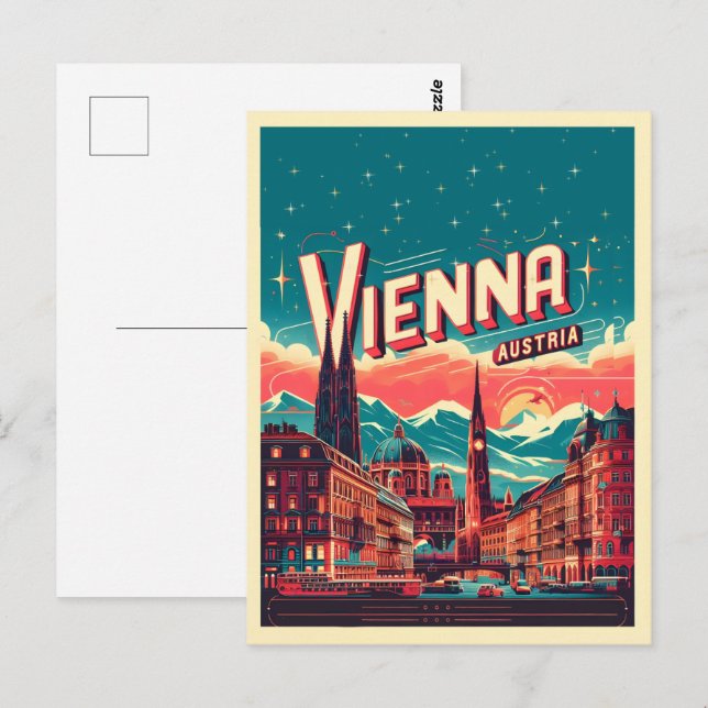 Retro Vienna city Austria skyline gifts  Postcard (Front/Back)