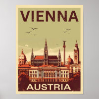 Retro Vienna city Austria skyline gifts