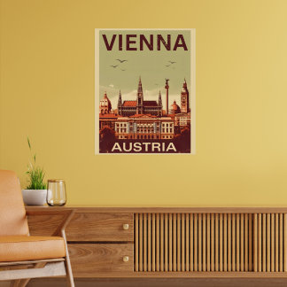 Retro Vienna city Austria skyline gifts  Poster