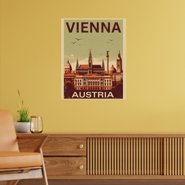 Retro Vienna city Austria skyline gifts  Poster (Living Room 2)