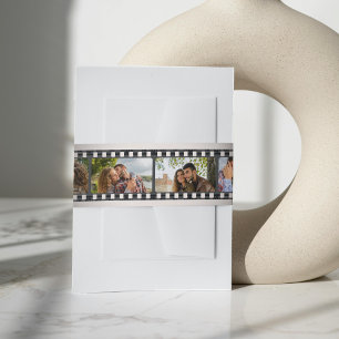 Retro Vignette Photo Collage Film Strip Invitation Belly Band