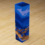 Retro Village Mountain Blue Gold Landscape  Wine Box<br><div class="desc">Retro Village Mountain Blue Gold Landscape is a captivating illustration depicting a tranquil winter night in a picturesque village nestled within a valley. The retro-inspired graphics, reminiscent of the 60s and 70s, evoke nostalgia and warmth. Let this enchanting artwork adorn a variety of print-on-demand items including mugs, tote bags, apparel...</div>