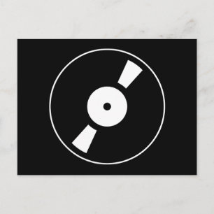 retro vinly record postcard