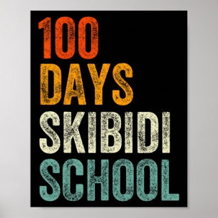 Retro Vintage 100 Days Of Skibidi School Boys Girl Poster