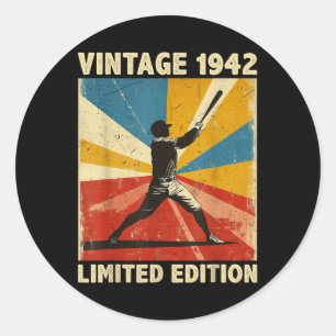 Retro Vintage 1942 Baseball Lover Limited Edition Classic Round Sticker