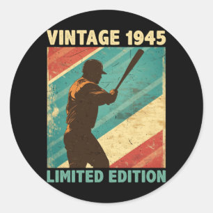 Retro Vintage 1945 Baseball Lover Limited Edition Classic Round Sticker