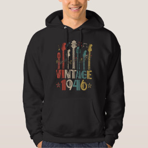 Retro Vintage 1946 Guitar Lover 1946 Birthday Guit Hoodie