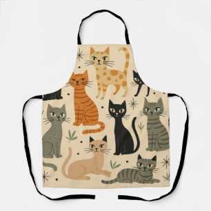 Retro Vintage 1950s Cat Pattern Apron