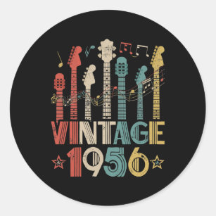 Retro Vintage 1956 Guitar Lover 1956 Birthday Classic Round Sticker