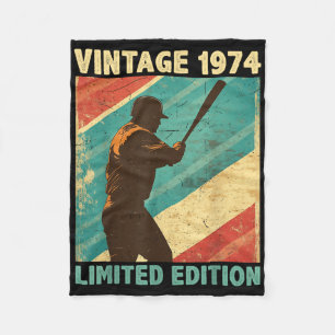 Retro Vintage 1974 Baseball Lover Limited Edition Fleece Blanket