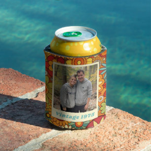 Retro Vintage 1975 50th Birthday Photo Can Cooler