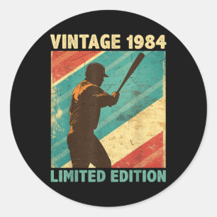 Retro Vintage 1984 Baseball Lover Limited Edition Classic Round Sticker