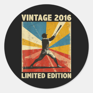 Retro Vintage 2016 Baseball Lover Limited Edition Classic Round Sticker